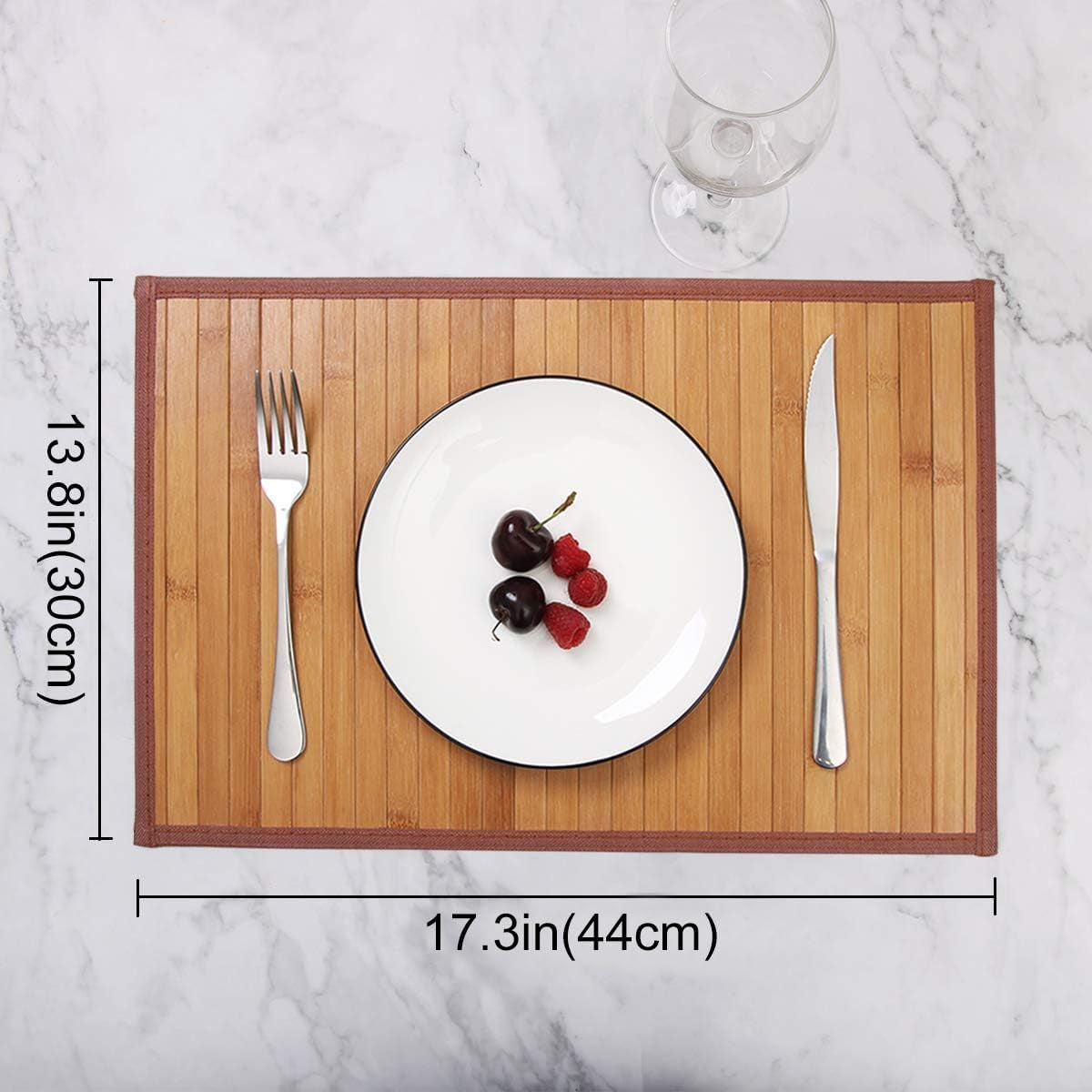 Premium Bamboo Placemats Set of 4 - Heat Resistant, Stain Resistant & Easy to Clean for Indoor/Outdoor Dining - 11.5 x 17.5 Inch Durable Table Mats