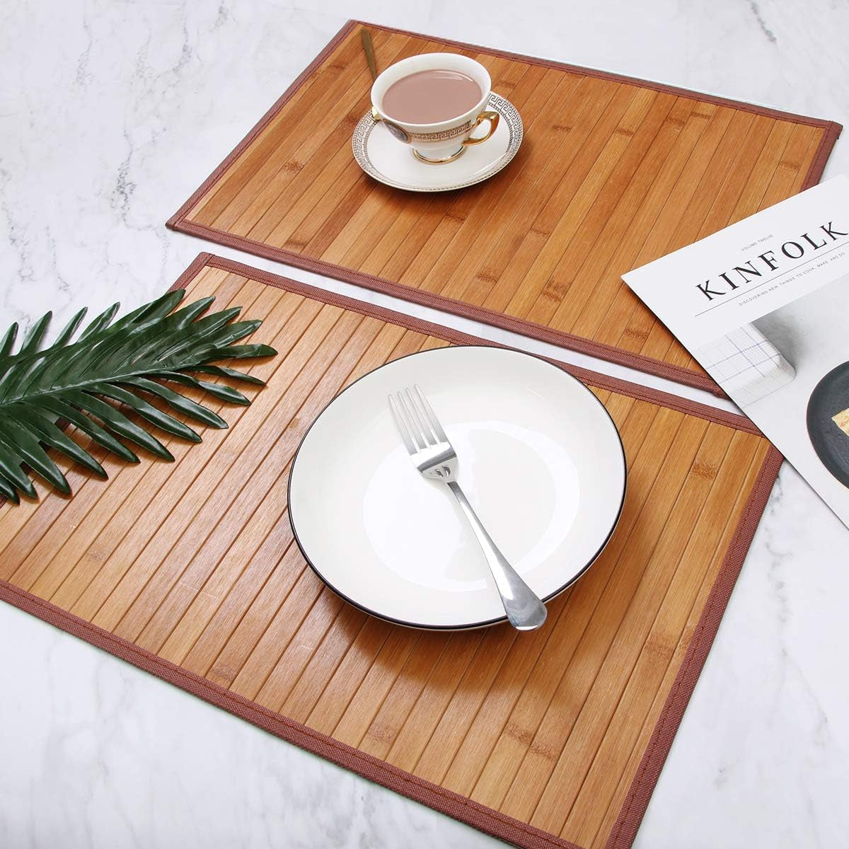 Premium Bamboo Placemats Set of 4 - Heat Resistant, Stain Resistant & Easy to Clean for Indoor/Outdoor Dining - 11.5 x 17.5 Inch Durable Table Mats