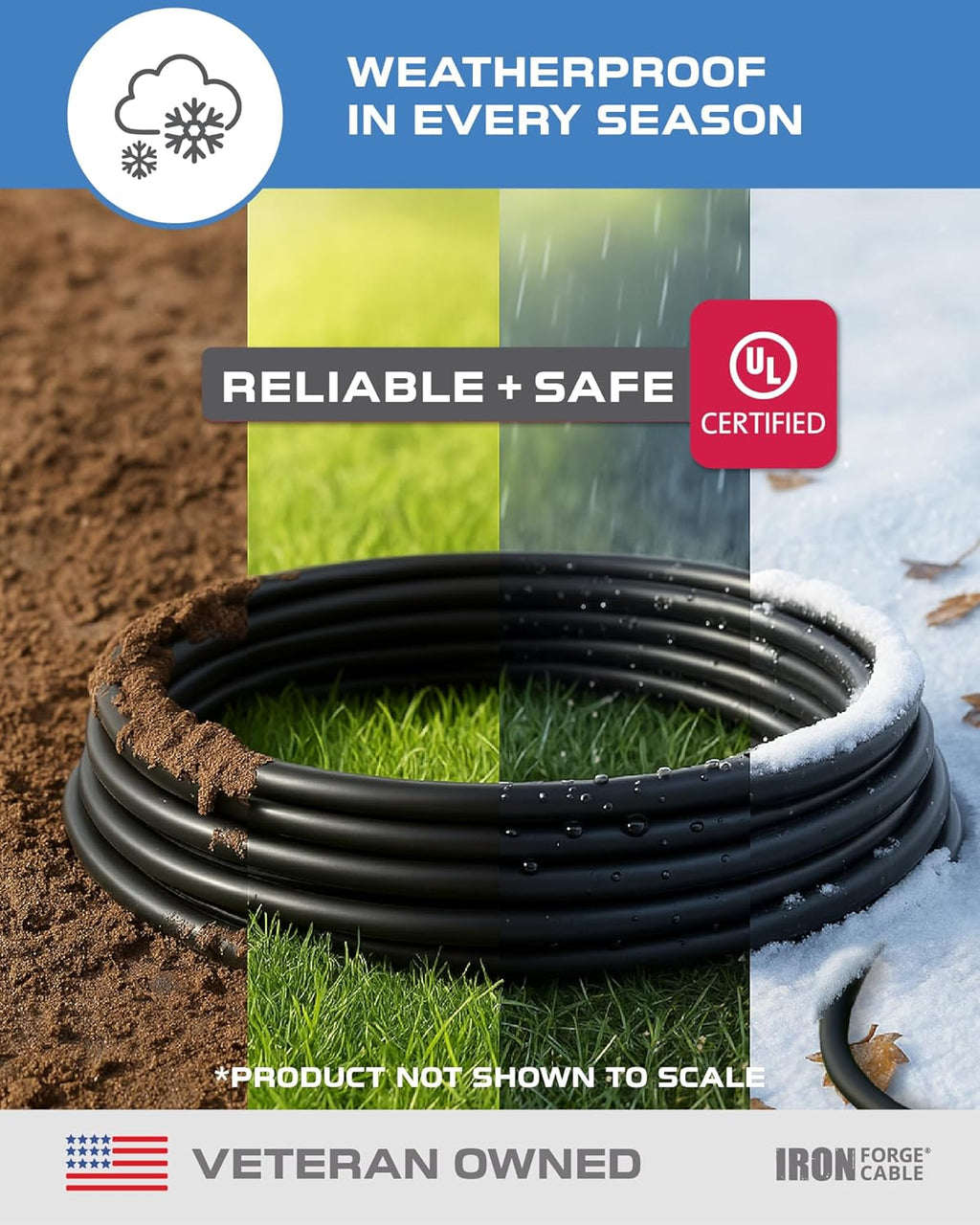 2 Pack 3 Ft Black Extension Cord, 16/3, 3 Foot Extension Cord, 3 Prong, Weatherproof - Great for outside Use
