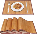 Premium Bamboo Placemats Set of 4 - Heat Resistant, Stain Resistant & Easy to Clean for Indoor/Outdoor Dining - 11.5 x 17.5 Inch Durable Table Mats
